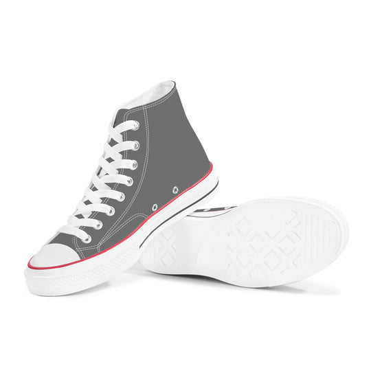 Ti Amo I love you - Exclusive Brand - Dove Gray - White Daisy - High Top Canvas Shoes - White  Soles