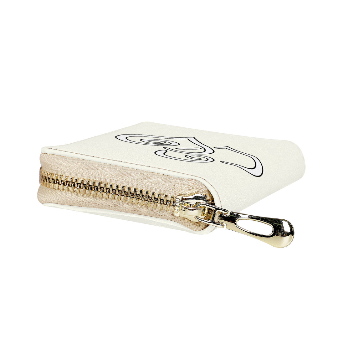 Ti Amo I love you - Exclusive Brand - Ivory - Double White Heart - PU Leather - Zipper Card Holder
