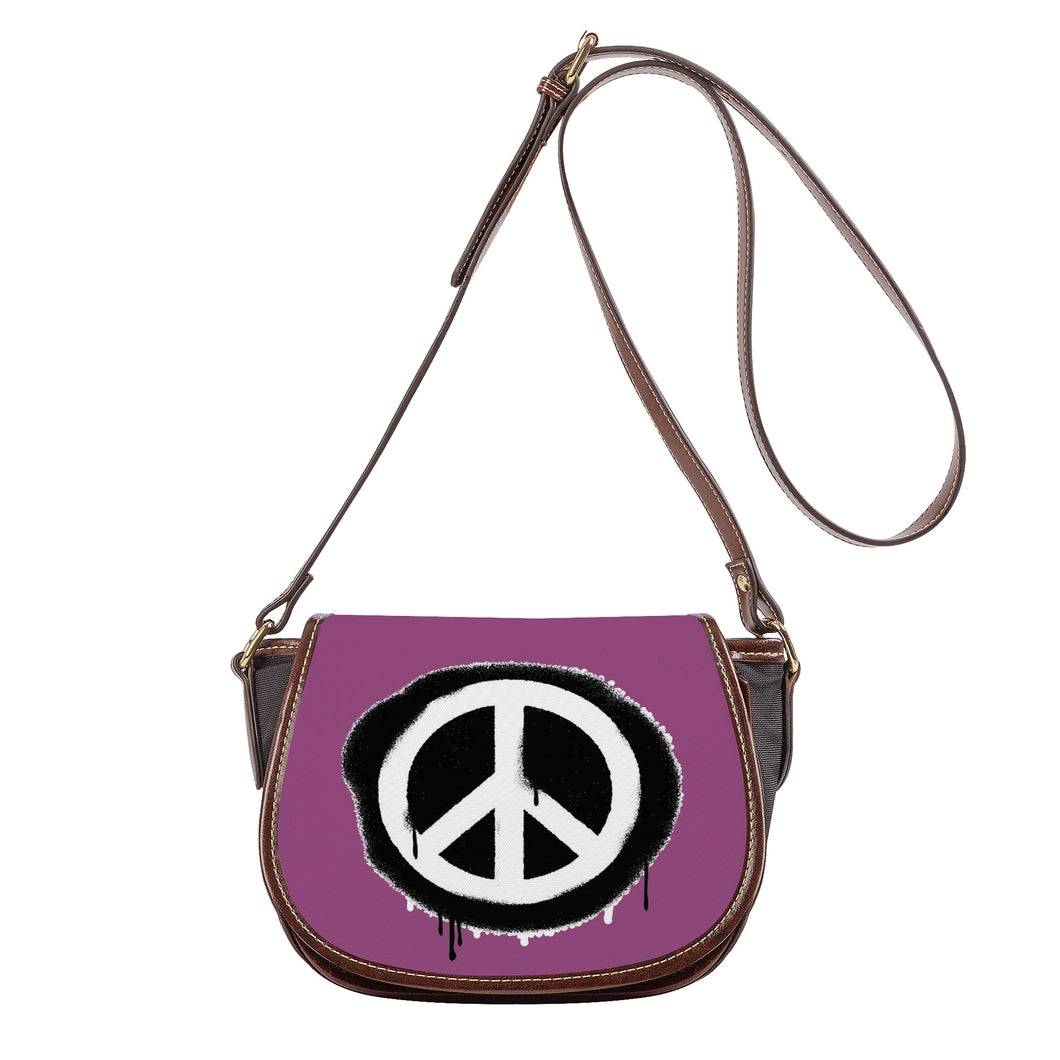 Ti Amo I love you - Exclusive Brand - Cannon Pink - Peace Sign - Saddle Bag