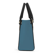 Load image into Gallery viewer, Ti Amo I love you - Exclusive Brand - Metallic Blue - Luxury Womens PU Tote Bag - Black Straps
