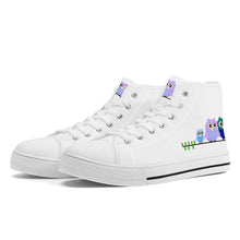 Load image into Gallery viewer, Ti Amo I love you - Exclusive Brand - White - 3 Owls - High-Top Canvas Shoes - White
