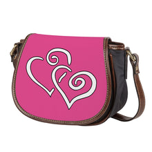 Load image into Gallery viewer, Ti Amo I love you - Exclusive Brand - Raspberry Rose - Double White Heart - Saddle Bag
