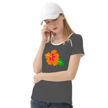 Load image into Gallery viewer, Ti Amo I love you - Exclusive Brand - Davy&#39;s Grey - Hawaiian Flower - Women&#39;s T shirt - Sizes XS-2XL
