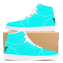 Load image into Gallery viewer, Ti Amo I love you - Exclusive Brand  - Aqua / Cyan - Skeleton Hands with Heart - High Top Synthetic Leather Sneaker
