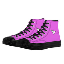 Load image into Gallery viewer, Ti Amo I love you - Exclusive Brand - Deep Lavender Magenta - Paper Airplane - High Top Canvas Shoes - Black Soles
