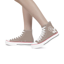 Load image into Gallery viewer, Ti Amo I love you - Exclusive Brand - Del Rio -  White Daisy - High Top Canvas Shoes - White  Soles
