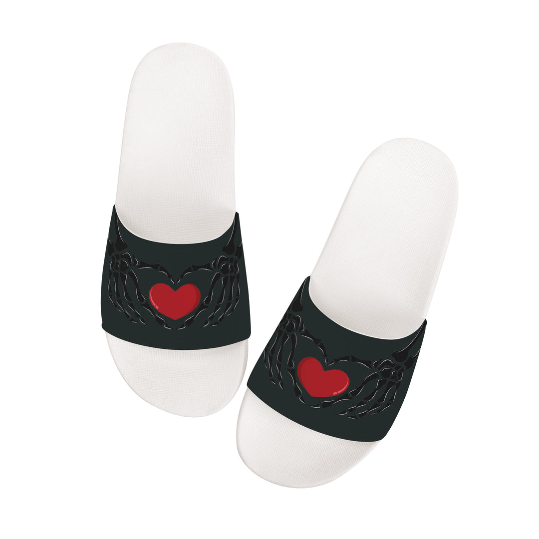 Ti Amo I love you - Exclusive Brand - Charlesron Green - Skeleton Hands with Heart -  Slide Sandals - White Soles