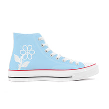 Load image into Gallery viewer, Ti Amo I love you - Exclusive Brand - Regent St Blue - White Daisy - High Top Canvas Shoes - White  Soles
