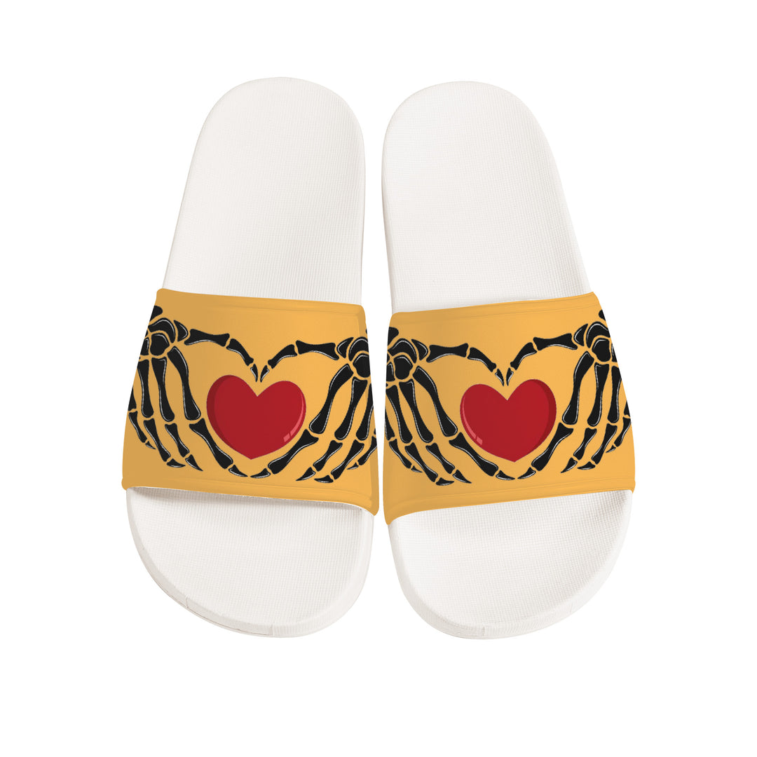 Ti Amo I love you - Exclusive Brand - Light Orange - Skeleton Hands with Heart -  Slide Sandals - White Soles