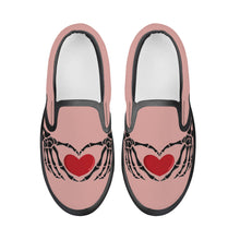 Load image into Gallery viewer, Ti Amo I love you - Exclusive Brand - Pink Rose - Skeleton Hands with Heart - Kids Slip-on shoes - Black Soles
