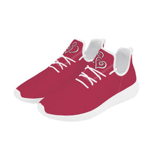 Load image into Gallery viewer, Ti Amo I love you - Exclusive Brand - Viva Magenta - Double White Heart - Lightweight Mesh Knit Sneaker - White Soles
