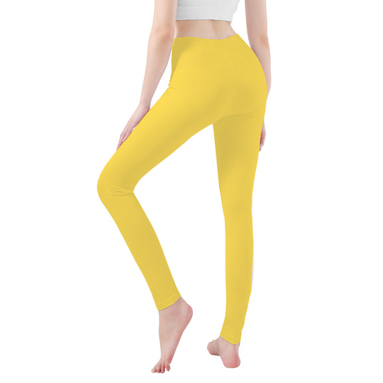 Ti Amo I love you - Exclusive Brand - Mustard Yellow - White Daisy - Yoga Leggings - Sizes XS-3XL