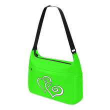 Load image into Gallery viewer, Ti Amo I love you - Exclusive Brand - Florescent Green - Double White Heart - Journey Computer Shoulder Bag
