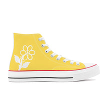 Load image into Gallery viewer, Ti Amo I love you - Exclusive Brand - Mustard Yellow - White Daisy - High Top Canvas Shoes - White  Soles
