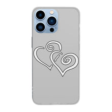 Load image into Gallery viewer, Ti Amo I love you - Exclusive Brand - Silver - Double White Heart -  iPhone 13 Transparent Case (3 cameras)
