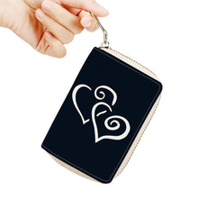 Load image into Gallery viewer, Ti Amo I love you - Exclusive Brand - Blue Charcoal - Double White Heart - Zipper Card Holder
