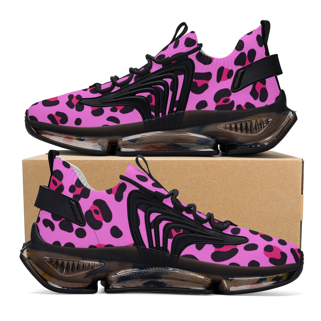 Ti Amo I love you - Exclusive Brand - Womens - Persian Pink with Cerise Leopard Spots -  Air Max React Sneakers - Black Soles