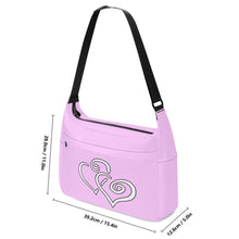 Load image into Gallery viewer, Ti Amo I love you - Exclusive Brand - Pastel Sugar Chic - Double White Heart - Journey Computer Shoulder Bag
