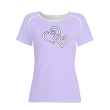 Load image into Gallery viewer, TI Amo I love you - Exclusive Brand - Lilac - Double White Heart - Women&#39;s T shirt
