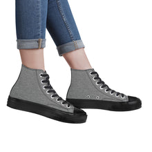 Load image into Gallery viewer, Ti Amo I love you - Exclusive Brand - Grey Denim - High Top Canvas Shoes - Black  Soles
