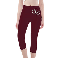 Load image into Gallery viewer, Ti Amo I love you -Exclusive Brand - Heath - Double White Heart - Womens / Teen Girls / Womens Plus Size - Capri Yoga Leggings - Sizes XS-3XL
