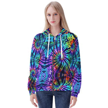 Load image into Gallery viewer, Ti Amo I love you - Exclusive Brand  - Women&#39;s Rainbiw Tie-Dye - Zipper Hoodie
