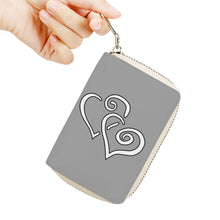 Load image into Gallery viewer, Ti Amo I love you - Exclusive Brand - Silver Chalice - Double White Heart - PU Leather Zipper Card Holder
