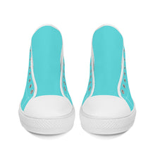 Load image into Gallery viewer, Ti Amo I love you - Exclusive Brand - Medium Turquoise Blue - High-Top Canvas Shoes - White Soles
