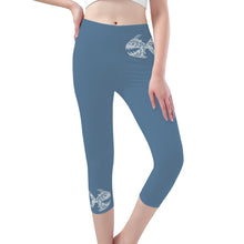 Load image into Gallery viewer, Ti Amo I love you -  Exclusive Brand - Slate Blue - Womens / Teen Girls  / Womens Plus Size  - Angry Fish - Capri Yoga Leggings - Sizes XS-3XL
