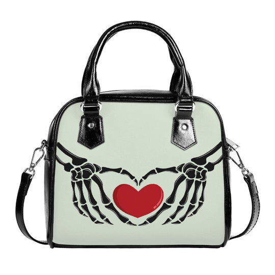 Ti Amo I love you  - Exclusive Brand - Periglacial Blue - Skeleton Hands with Heart - Shoulder Handbag