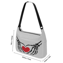 Load image into Gallery viewer, Ti Amo I love you - Exclusive Brand - Silver  - Skeleton Heart Hands -  Journey Computer Shoulder Bag
