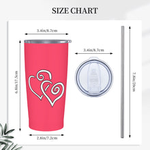 Load image into Gallery viewer, Ti Amo I love you - Exclusive Brand - Radical Red  - Double White Heart - 20oz Stainless Steel Straw Lid Cup
