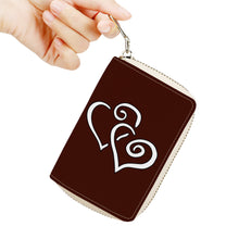 Load image into Gallery viewer, Ti Amo I love you - Exclusive Brand - Black Bean - Double White Heart - PU Leather - Zipper Card Holder
