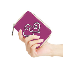 Load image into Gallery viewer, Ti Amo I love you - Exclusive Brand - Maximum Red Purple  - Double White Heart - PU Leather - Zipper Card Holder
