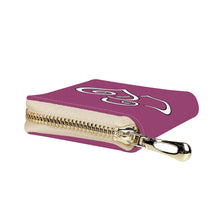 Load image into Gallery viewer, Ti Amo I love you - Exclusive Brand - Magenta Haze - Double White Heart - PU Leather - Zipper Card Holder
