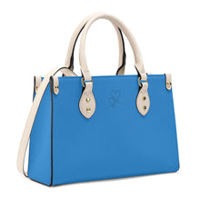 Load image into Gallery viewer, Ti Amo I love you - Exclusive Brand - Curious Blue - Luxury Womens PU Tote Bag - Cream Straps
