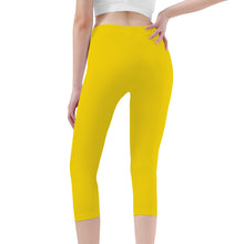 Load image into Gallery viewer, Ti Amo I love you - Exclusive Brand - Ripe Lemon - Double White Heart - Womens / Teen Girls / Womens Plus Size - Capri Yoga Leggings - Sizes XS-3XL
