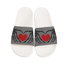 Load image into Gallery viewer, Ti Amo I love you - Exclusive Brand - Concord Gray - Skeleton Hands with Heart -  Slide Sandals - White Soles
