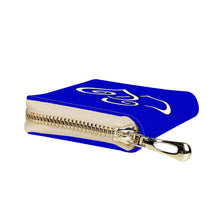 Load image into Gallery viewer, Ti Amo I love you - Exclusive Brand - Medium Blue - Double White Heart - PU Leather - Zipper Card Holder
