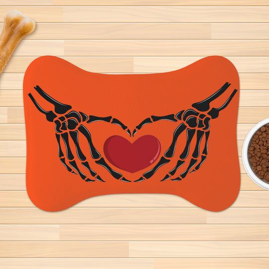 Ti Amo I love you - Exclusive Brand - Orange - Skeleton Hands with Heart  - Big Paws Pet Rug