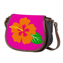 Load image into Gallery viewer, Ti Amo I love you - Exclusive Brand - Hollywood Cerise  - Hawaiian Flower - - Saddle Bag
