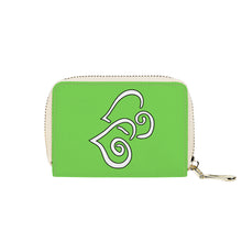 Load image into Gallery viewer, Ti Amo I love you - Exclusive Brand - Pastel Green - Double White Heart - PU Leather - Zipper Card Holder
