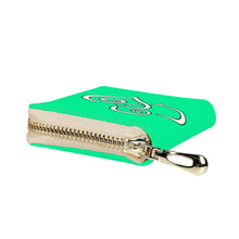 Load image into Gallery viewer, Ti Amo I love you - Exclusive Brand - Medium Spring Green - Double White Heart - PU Leather - Zipper Card Holder
