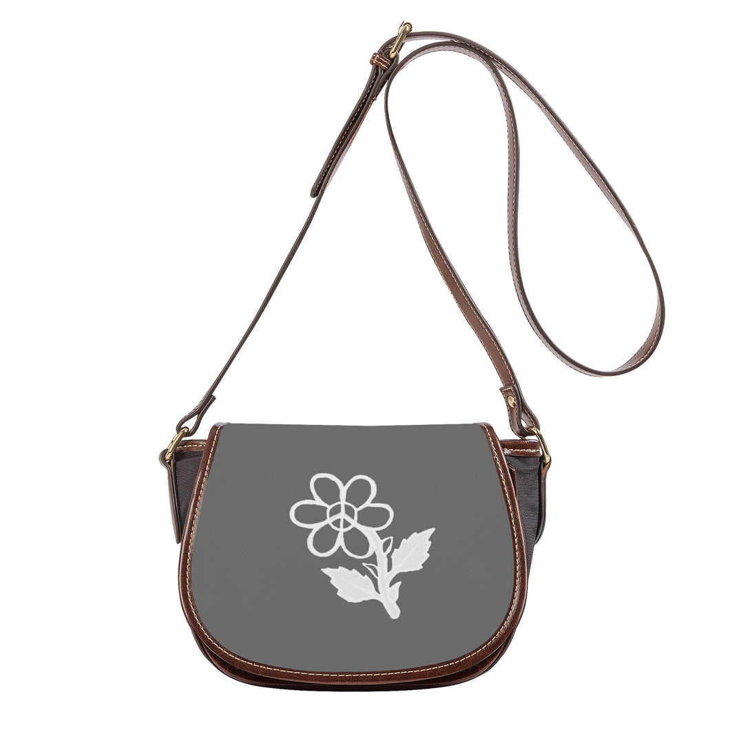 Ti Amo I love you - Exclusive Brand - Dove Gray - White Daisy -  Saddle Bag