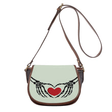 Load image into Gallery viewer, Ti Amo I love you - Exclusive Brand - Periglacial Blue - Skeleton Hands with Heart - Saddle Bag
