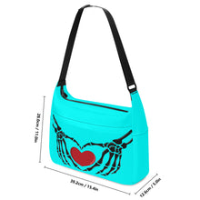 Load image into Gallery viewer, Ti Amo I love you - Exclusive Brand - Aqua / Cyan - Skeleton Heart Hands  -  Journey Computer Shoulder Bag
