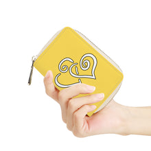 Load image into Gallery viewer, Ti Amo I love you - Exclusive Brand - Mustard Yellow - Double White Heart - PU Leather - Zipper Card Holder
