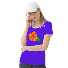 Load image into Gallery viewer, Ti Amo I love you - Exclusive Brand  - Dark Purple - Hawaiian Flower - Women&#39;s T shirt - Sizes XS-2XL
