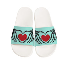 Load image into Gallery viewer, Ti Amo I love you - Exclusive Brand - Water Leaf - Skeleton Hands with Heart -  Slide Sandals - White Soles
