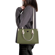 Load image into Gallery viewer, Ti Amo I love you - Exclusive Brand - Olive Branch - Luxury Womens PU Tote Bag - Cream Straps
